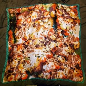 Orange and Green Satin Scarf